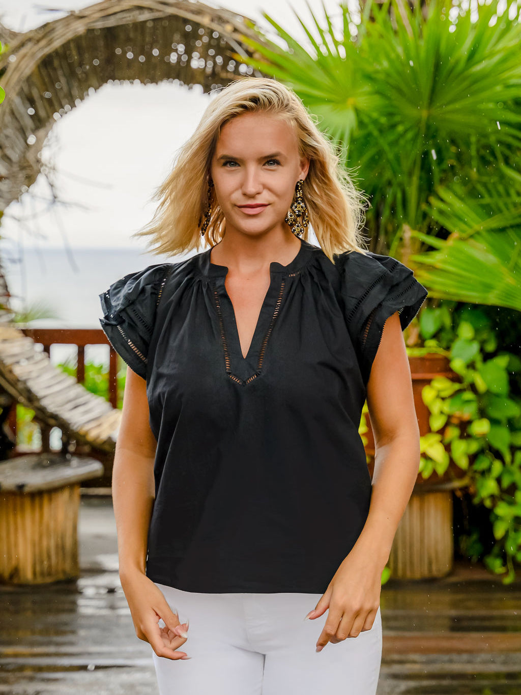 Margot Black Organic Cotton Blouse for Women - Eco-Friendly Long Sleeve Tops for Work & Casual Wear | Sustainable Fashion Blouse for Office, Date Night & Everyday Outfits