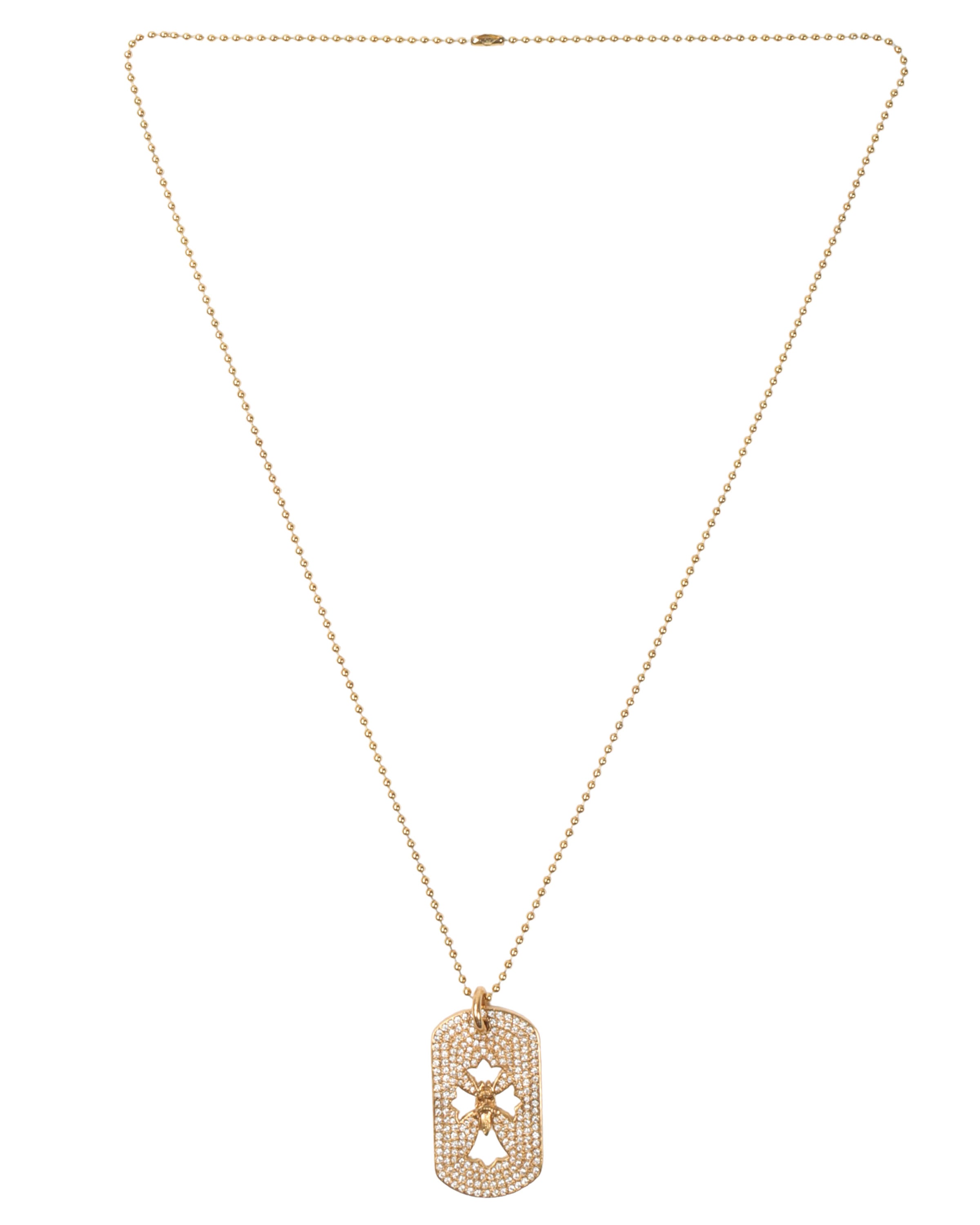 22K Gold Diamond Cross Dog Tag Pendant Necklace for Men - Religious Jewelry Gift for Baptism, Confirmation & Everyday Wear
