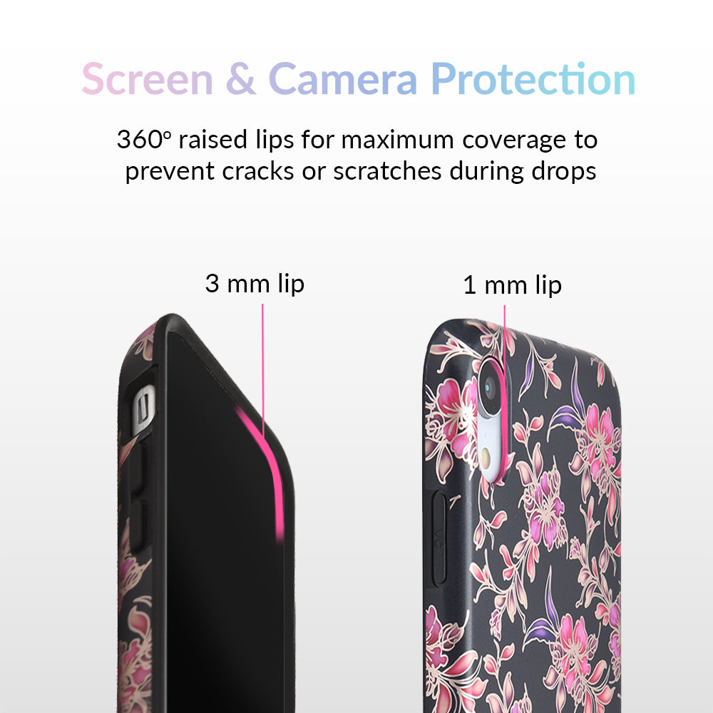 Elegant Midnight Floral Rose Gold Chrome iPhone Case - Stylish Protective Cover for iPhone 13/14/15 Pro Max - Perfect for Everyday Use, Parties & Special Occasions