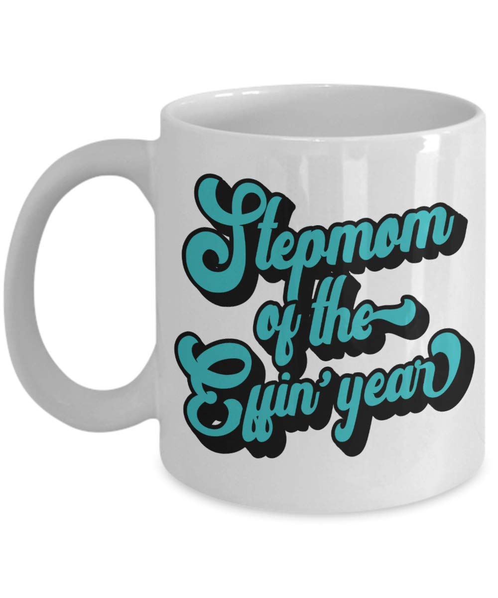 Stepmom of the Year Coffee Mug - 11 oz Ceramic Cup for Stepmothers | Funny Gift for Stepmom Birthday, Mother's Day & Appreciation | Perfect for Coffee, Tea & Hot Drinks at Home or Office