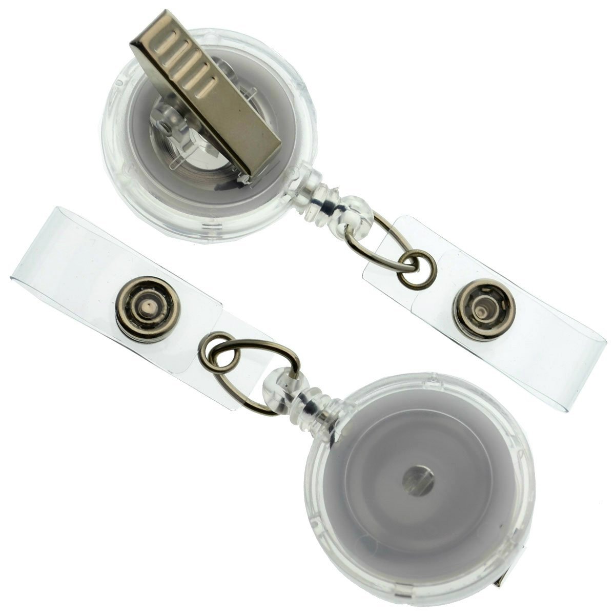 5 Pack Clear Badge Reel Holders with Clip - Retractable Lanyards for Office & Nurse ID Badges - Work & Hospital Use