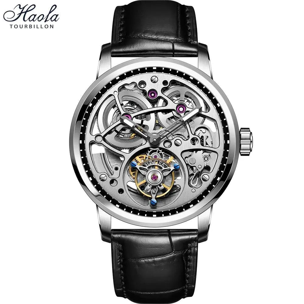 Haofa Genuine Automatic Tourbillon Mechanical Watch for Men - Sapphire Crystal, Hollow Design, Luxury Automatic Movement - Perfect for Business, Formal Events & Gift Giving