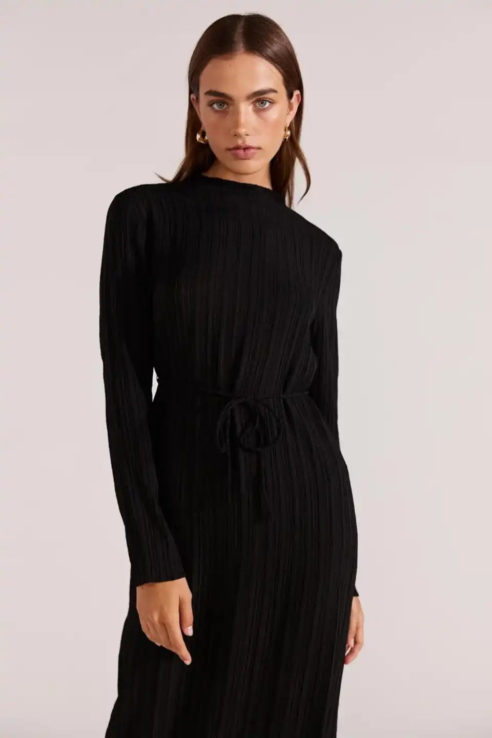 Carmon Black Long Sleeve Maxi Dress for Women - Elegant Flowy Evening Gown for Parties, Weddings & Special Occasions