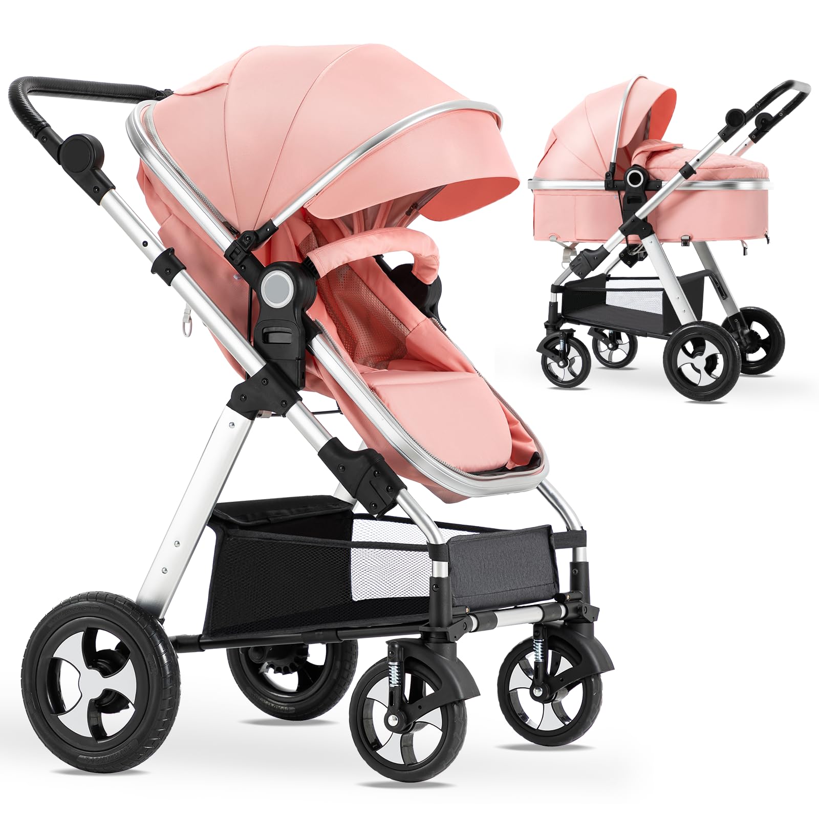 Blahoo 2-in-1 Baby Stroller for Newborns & Toddlers | Foldable Lightweight Aluminum Alloy Pushchair with Adjustable Backrest & Canopy | Perfect for City Walks, Shopping & Travel