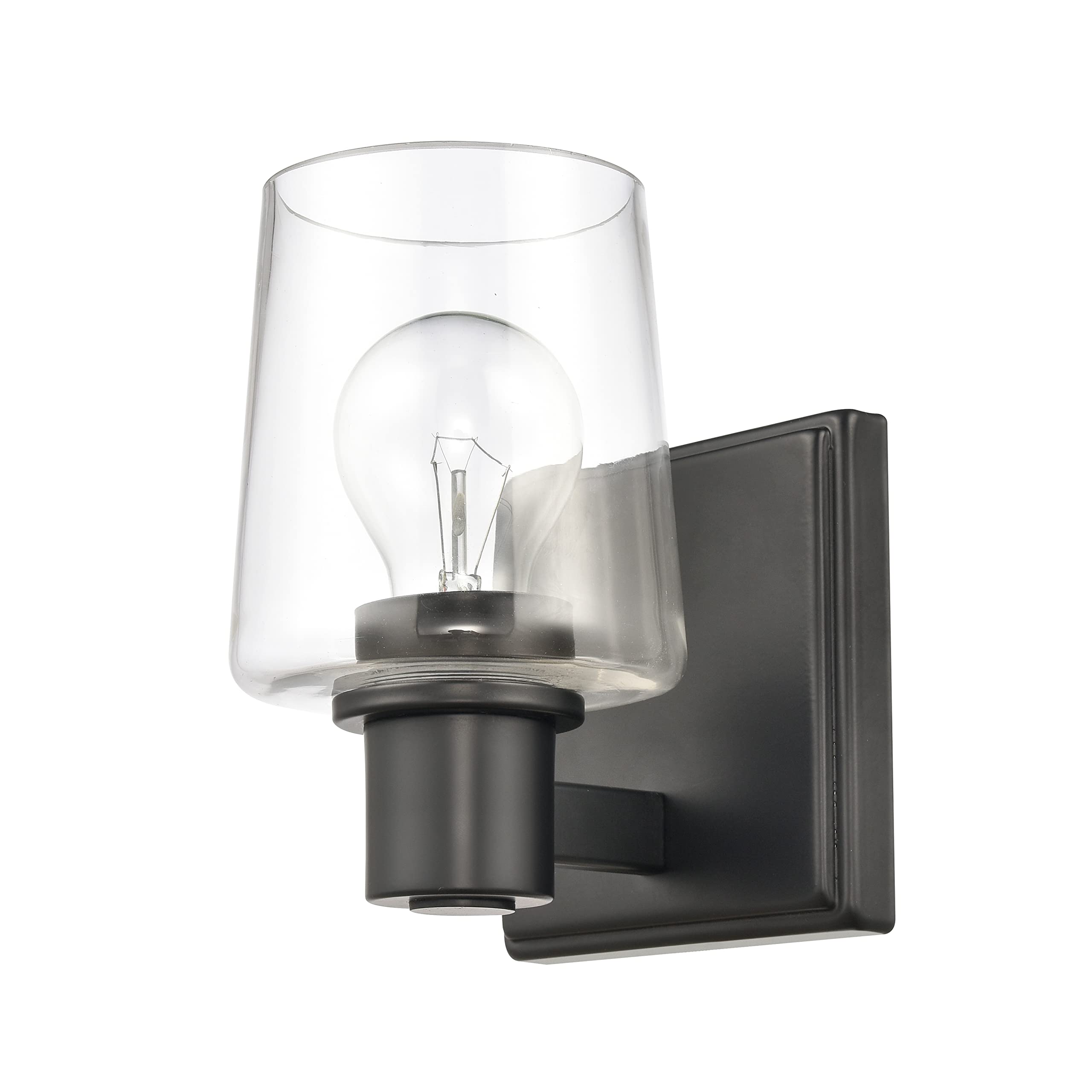 Elk Home Celia Vanity Light - 1-Light Matte Black Bathroom Light Fixture with Clear Glass Shades, Transitional Style for Bedroom, Powder Room & Dressing Area