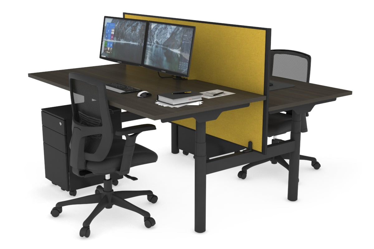 Flexi Premium Height Adjustable 2 Person H Bench Workstation - Black Frame [1600L x 800W with Cable Management] - Ideal for Office, Home Workspace & Collaborative Work Environments