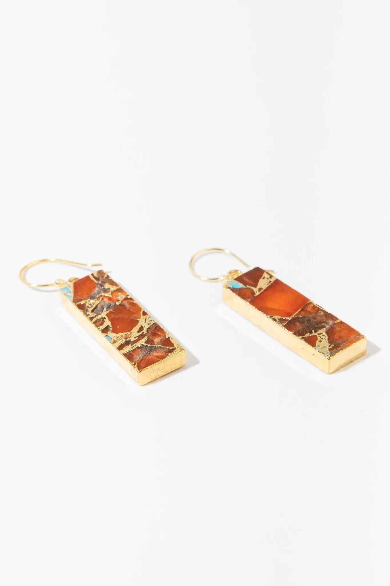 Gemstone Rectangle Mojave Earrings for Women - Elegant Boho Dangle Earrings with Natural Stones - Perfect for Parties, Weddings & Everyday Wear