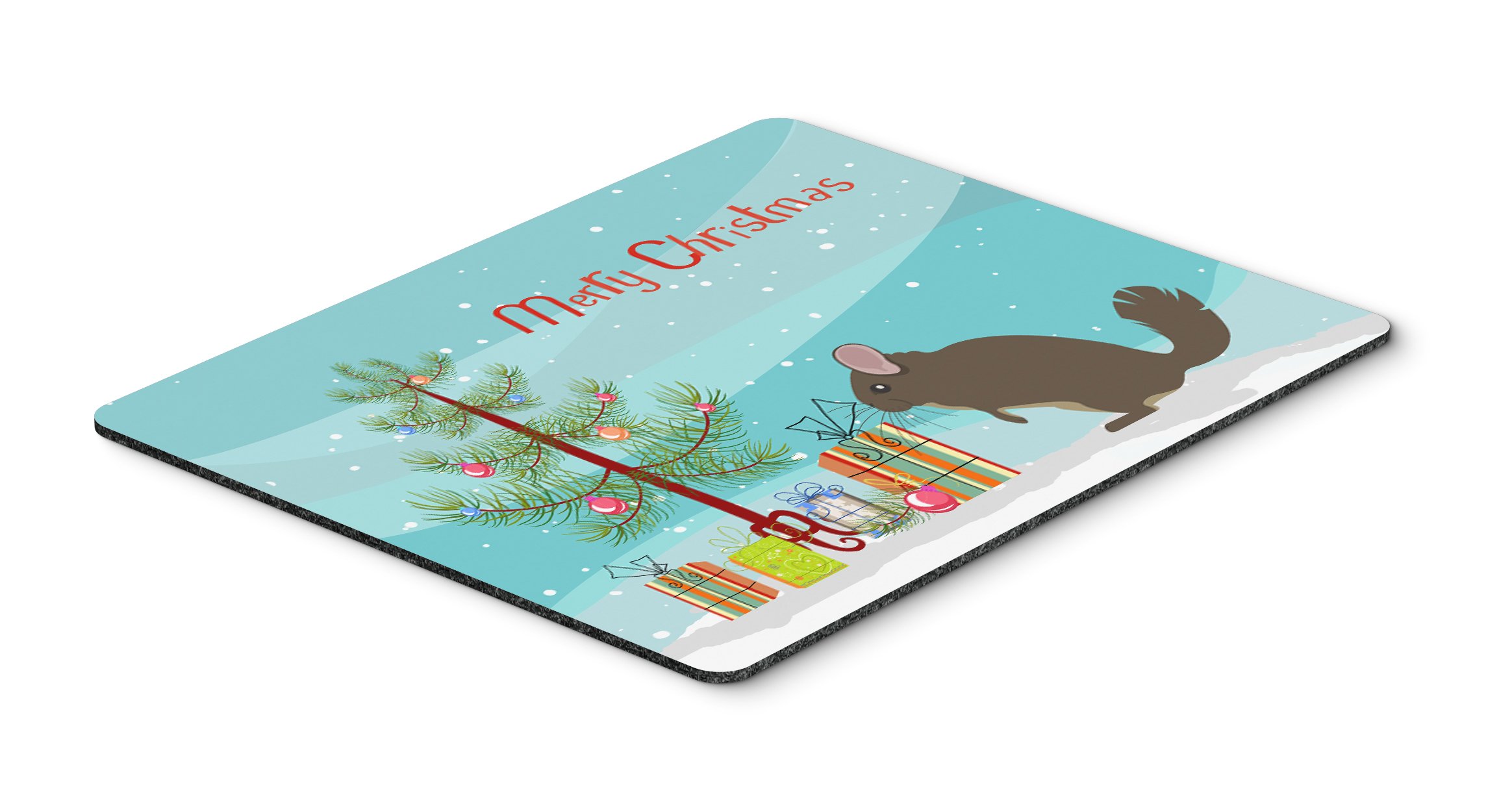 Chinchilla Christmas Mouse Pad & Hot Pad - Large Washable Teal Mouse Mat for Home Office, Gaming, Computer & Laptop Use - Perfect Holiday Gift & Desk Accessory