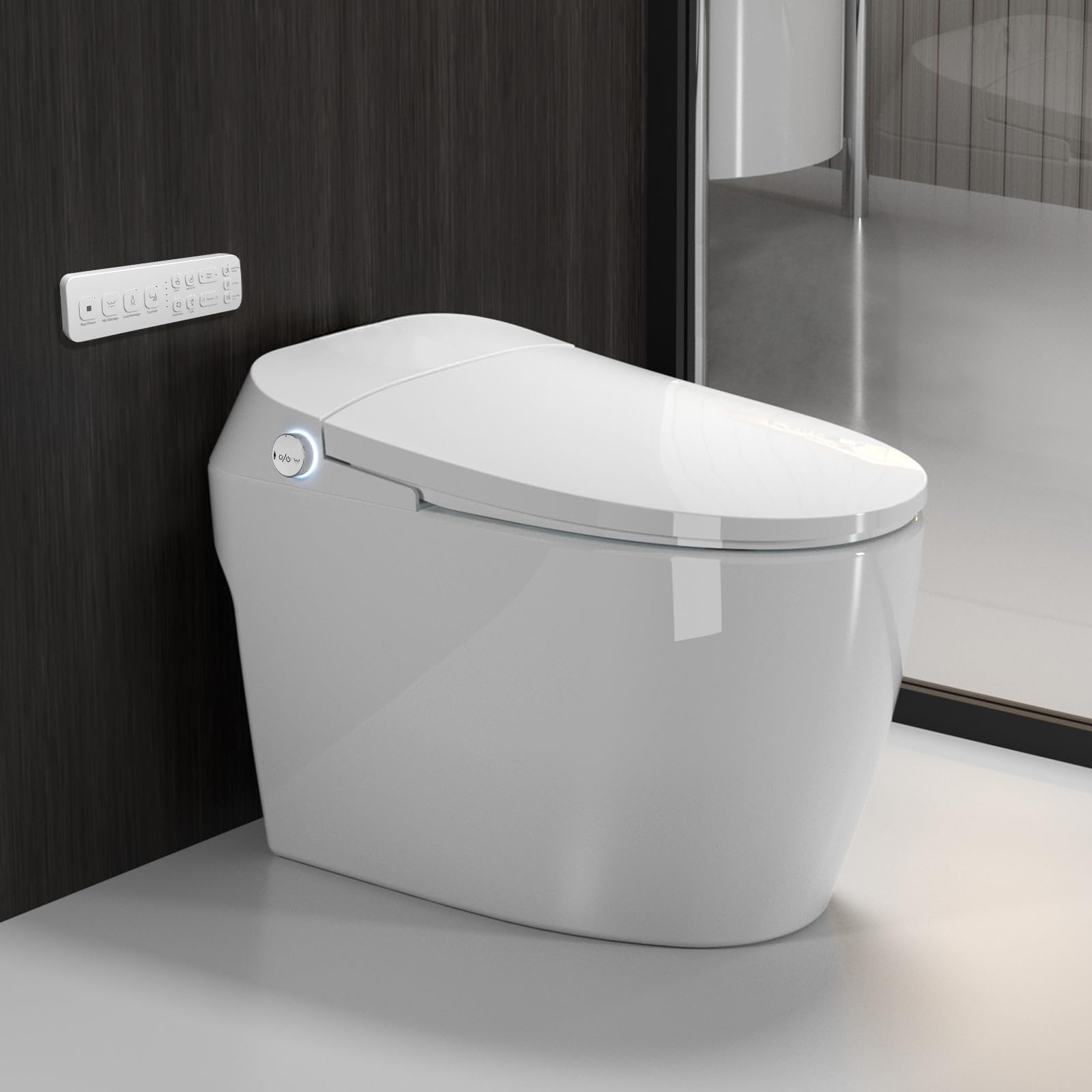 ZMJH 901 Smart Bidet Toilet with Built-in Warm Water & Dryer - One Piece Elongated Toilet with Heated Seat, Auto Flush & Soft Close - Remote Control for Modern Bathroom Luxury & Comfort