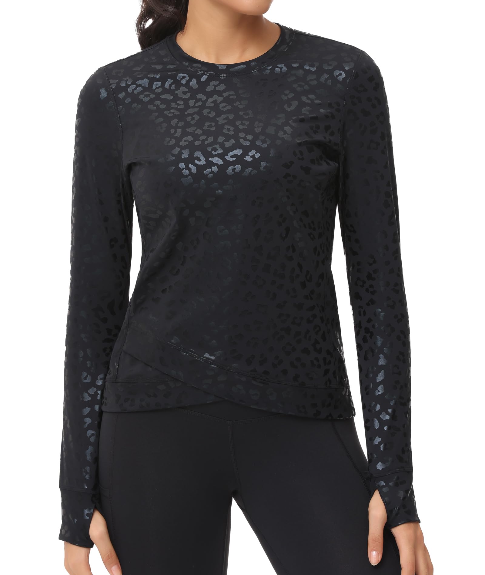 Women's Long Sleeve Compression Shirts - Moisture Wicking Workout Tops for Running, Yoga & Gym - Cross Hem Athletic T-Shirt with Thumb Hole - Perfect for Fitness, Training & Outdoor Activities