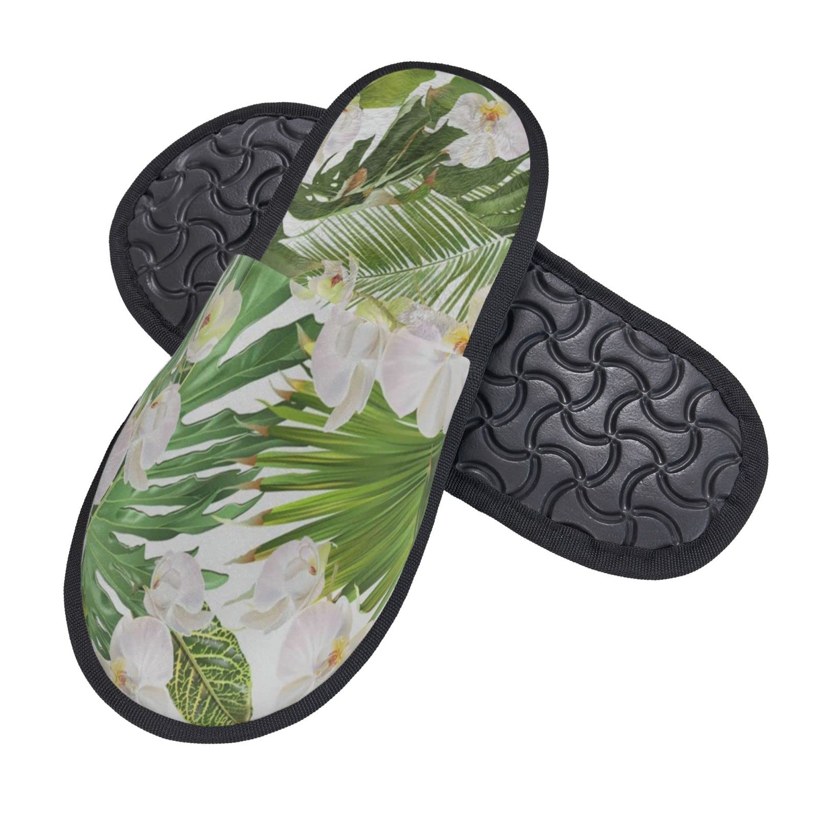 Orchid Flower Fluffy Indoor Slippers - Warm Winter House Shoes for Men & Women - Cozy Home Comfort for Relaxing, Lounging & Cold Weather