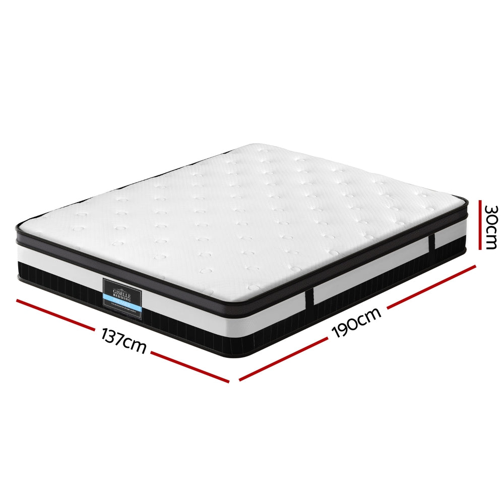 Breeze Euro Top Pocket Spring Mattress - 12 Inch Thick Double Size, Medium Firm Support for Back Pain Relief | Perfect for Guest Rooms, Dormitories & Small Apartments