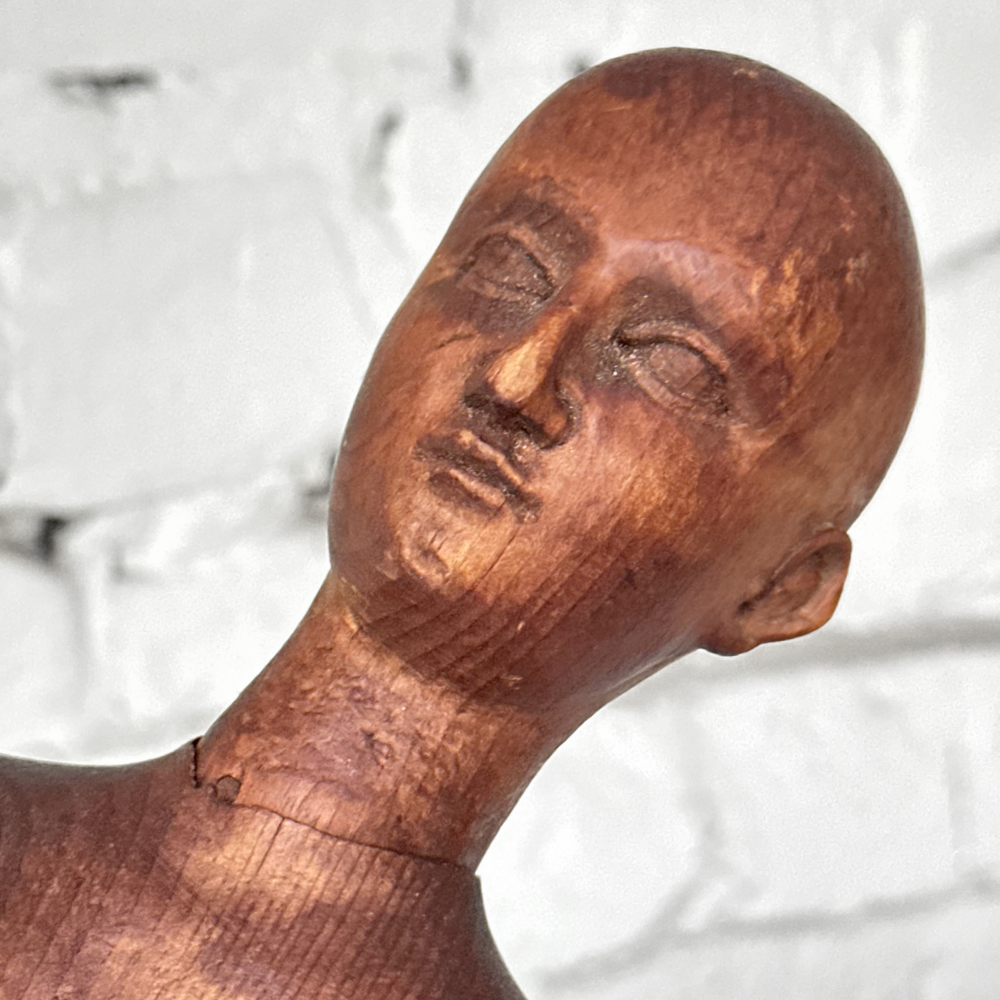 Antique Carved Wood Artist's Model - Handcrafted Wooden Mannequin for Drawing & Painting - Perfect for Art Studios, Classrooms & Home Decor
