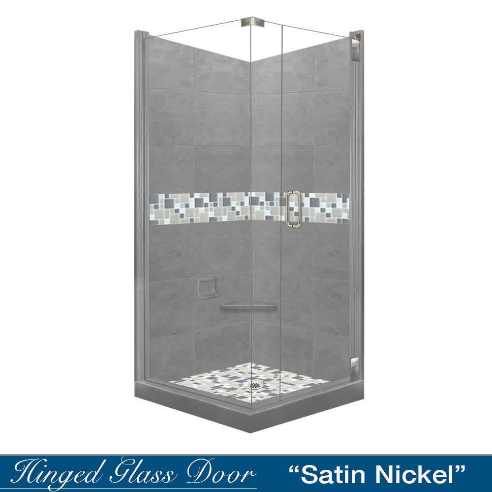 Newport Mosaic Wet Cement Corner Shower Enclosure Kit - Waterproof Bathroom Shower Panel System for Modern Home & Spa Renovation