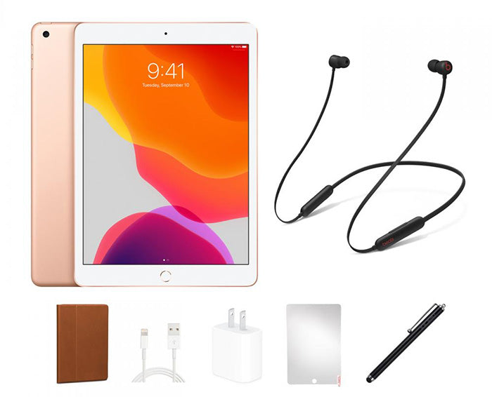 Refurbished Apple iPad 7 32GB Silver with Beats Headphones, Protective Case & Stylus - Perfect for Students, Artists & Remote Work