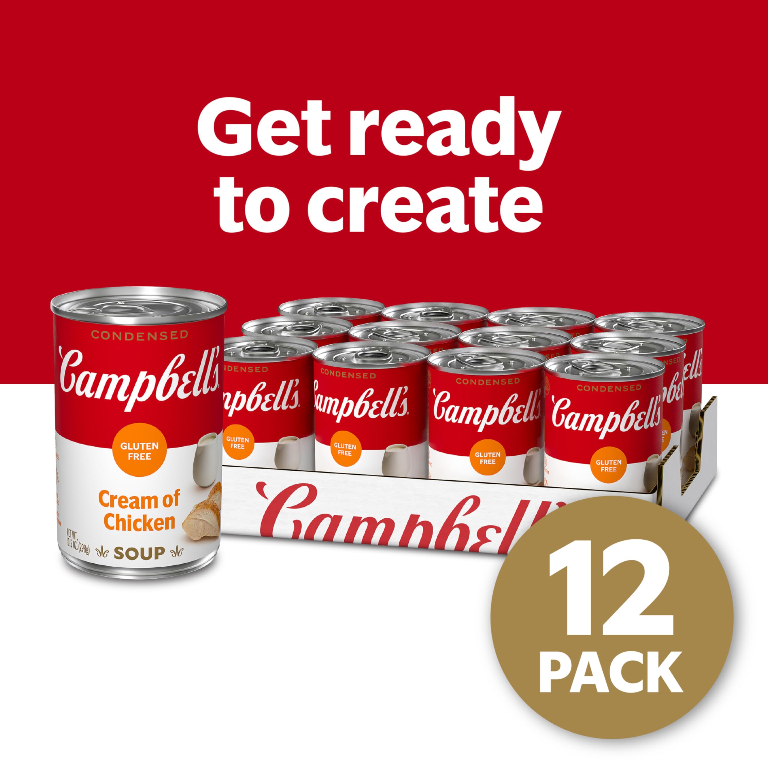 Campbell's Gluten Free Condensed Cream of Chicken Soup - 10.5 oz Can (Pack of 12) | Easy Cooking for Casseroles, Soups & Recipes | Quick Meal Prep Solution