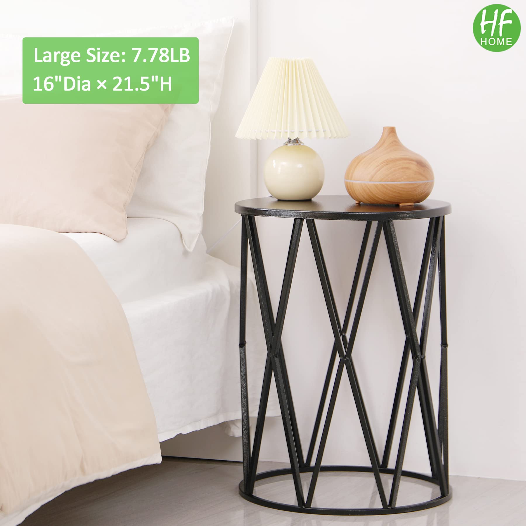 Modern Round Metal Nesting Coffee Table Set of 3 - Black End Tables for Living Room, Bedroom & Office - Indoor/Outdoor Side Table, Nightstand & Plant Stand (Perfect for Small Spaces, Home Decor & Garden Use) - Ships from USA
