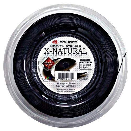 Solinco X-Natural Tennis String Reel 17G Black - High Performance Natural Gut String for Tennis Rackets | Perfect for Competitive Play & Training Sessions