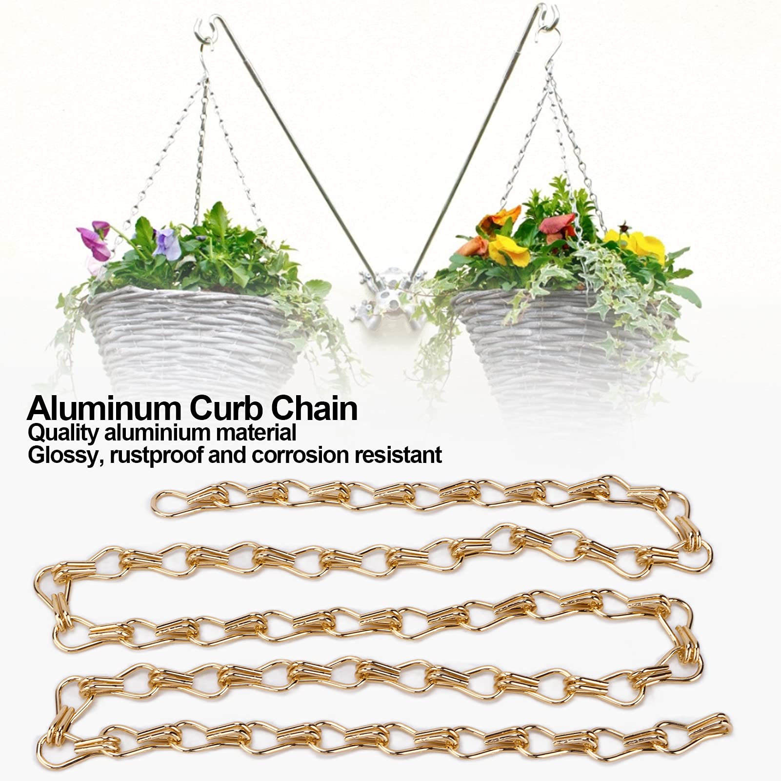 Agatige 2PCS 1 Meter Aluminum Hanging Chain - Gold Metal Decorative Chain for DIY Chandeliers, Bird Feeders, Billboards & Home Decor | Perfect for Wall Art, Plant Hangers & Craft Projects