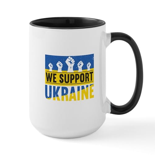 White/Black Inside - We Support Ukraine Mugs