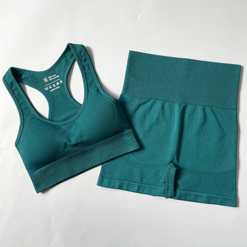 2/3/4PCS Women's Seamless Yoga Outfit - Long Sleeve Crop Top & High Waist Leggings Set for Yoga, Gym, Workout & Fitness | Perfect for Home Exercise, Running & Activewear
