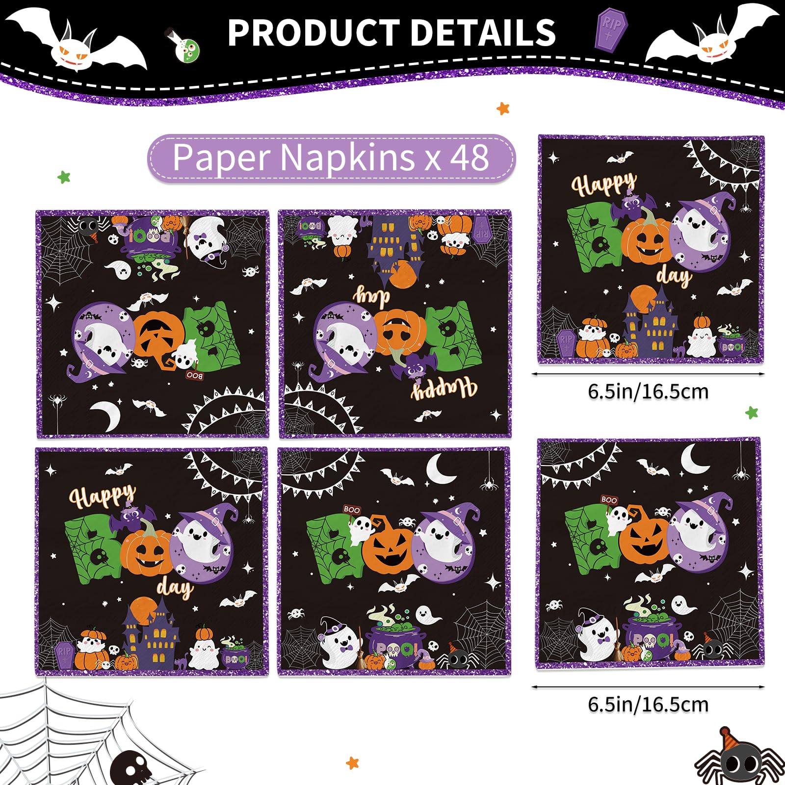 Booday Premium Party Napkins - Fun & Colorful Disposable Napkins for Kids & Adults - Perfect for Birthday Parties, Baby Showers & Celebrations