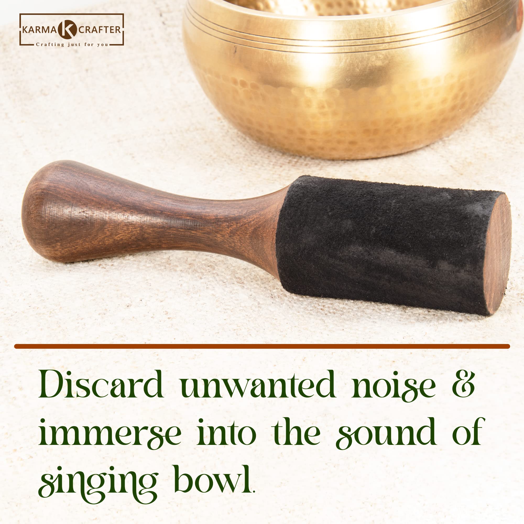 Premium Tibetan Singing Bowl Mallet - Suede & Wooden Striker with Leather Wrap for Meditation, Yoga & Sound Healing | Fat Boy Mallet for Deep Resonance | Perfect for Home Meditation, Spa Relaxation & Chakra Balancing
