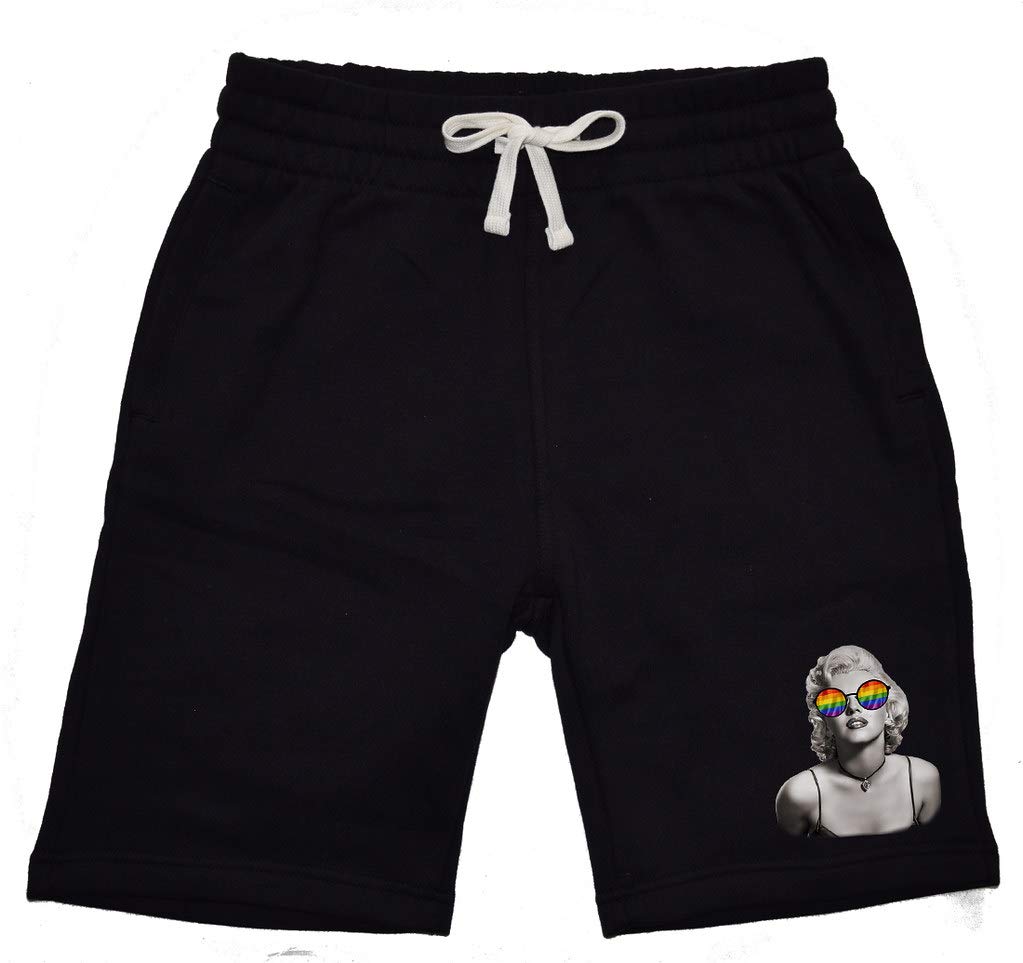 **Men's Marilyn Monroe Rainbow Sunglasses & Black Fleece Jogger Sweatpants Set - Gym, Running, Casual Wear - 2X-Large**