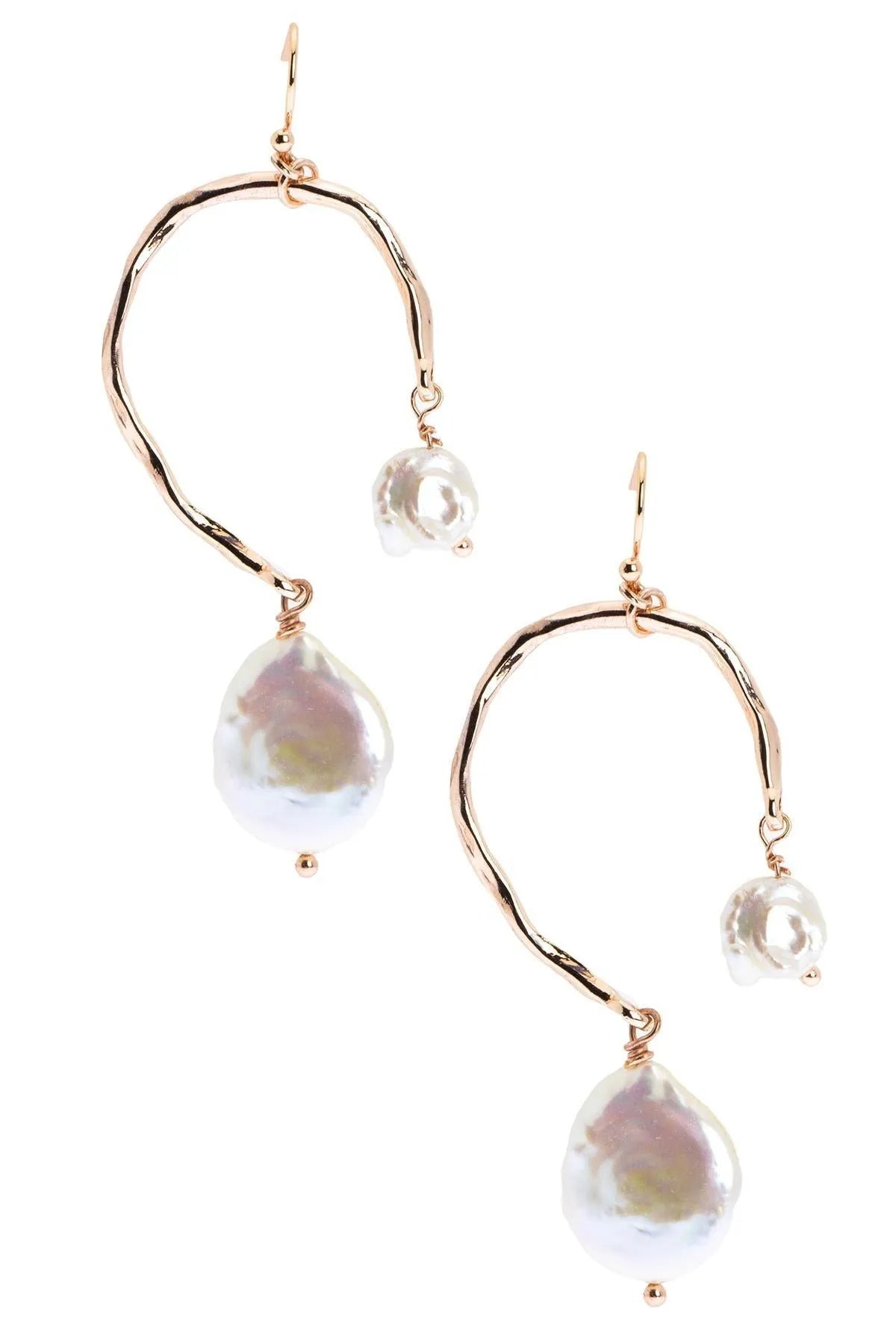 Elegant Asymmetrical Pearl Drop Earrings for Women - Handmade Dangle Earrings for Wedding, Party & Special Occasions