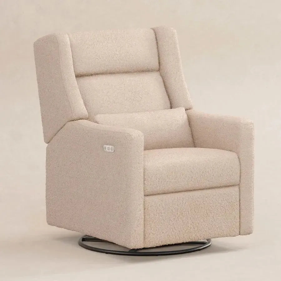 Babyletto Kiwi Plus Electronic Glider & Recliner with Adjustable Headrest - Chai Shearling Fabric - Perfect for Nursery, Breastfeeding & Baby Comfort