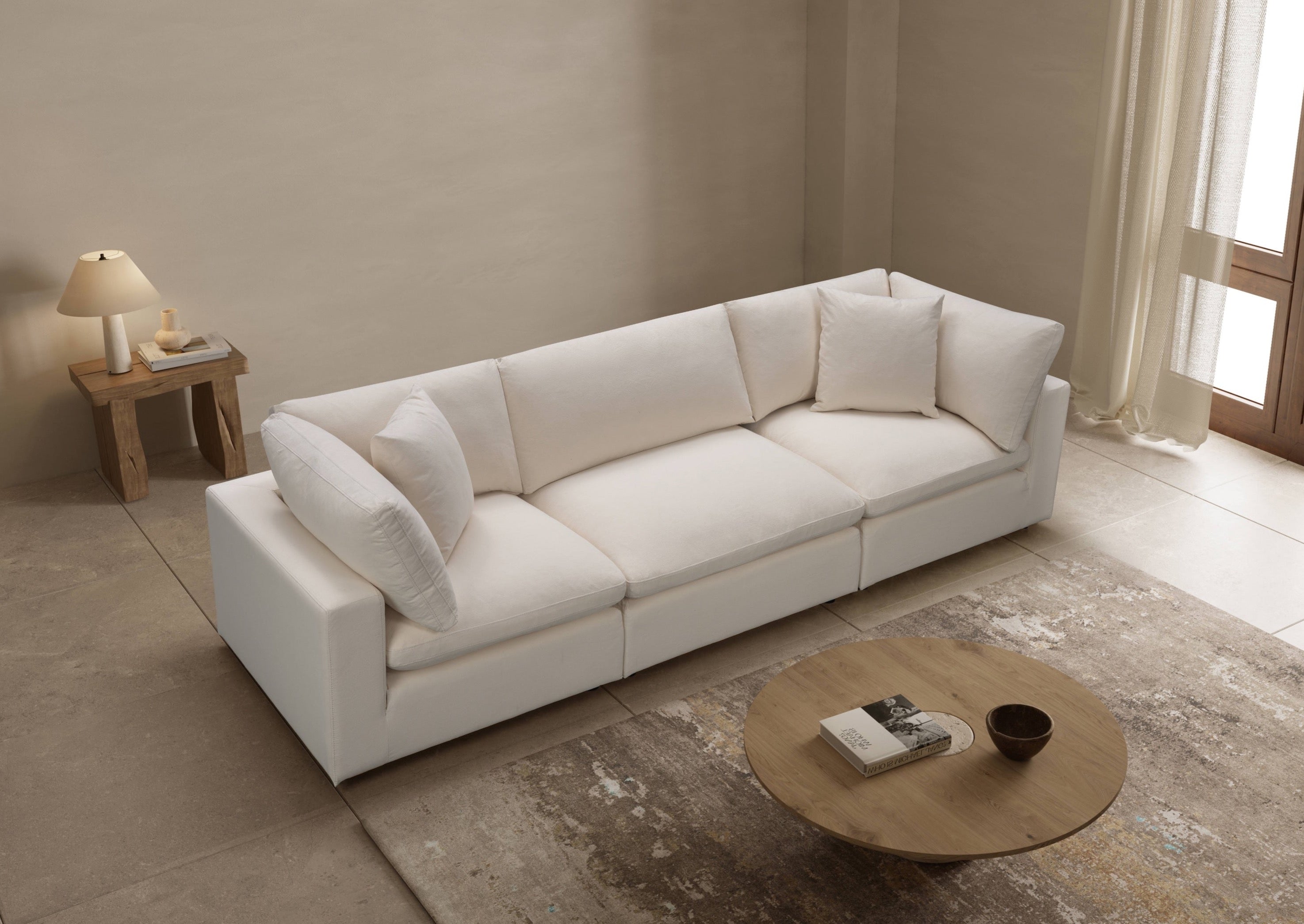 Cali Modular 3-Seater Sofa in Sol Ivory - Modern Sectional Couch for Living Room, Lounge & Apartment Decor