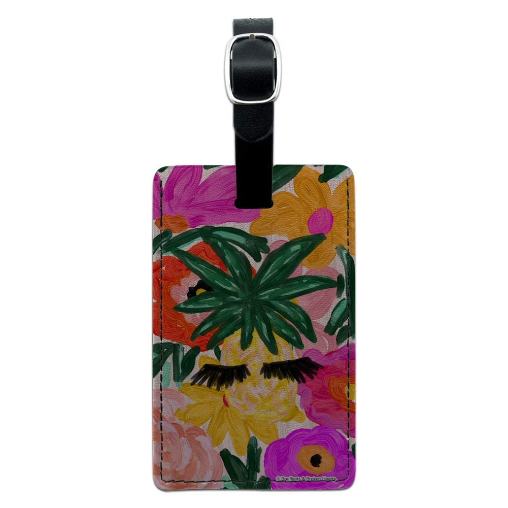 Stylish Pineapple Print Leather Luggage Tag - Rectangle Suitcase ID Card Holder for Carry-On Bags | Perfect for Travel, Business Trips & Vacation