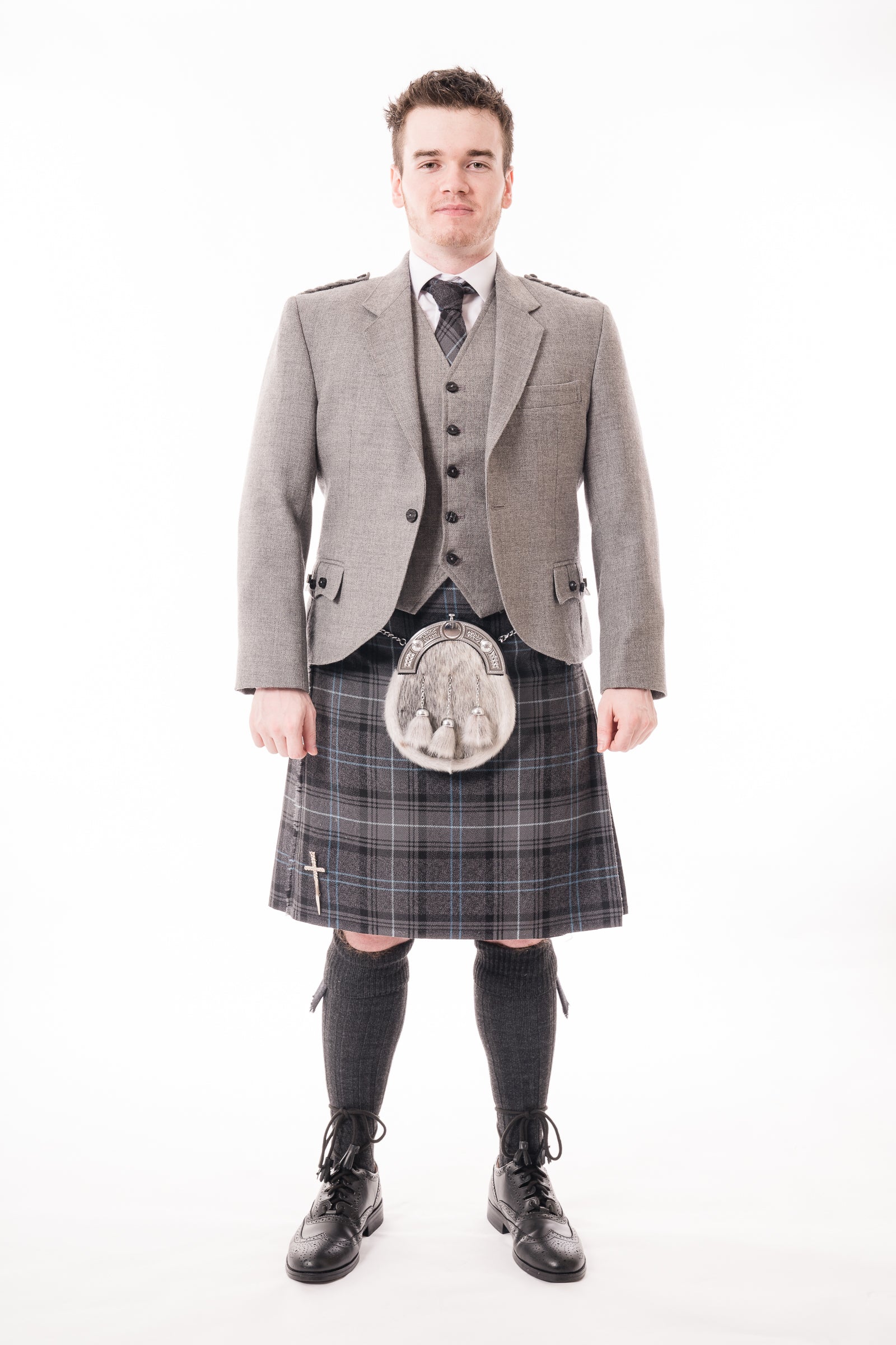 Light Grey Crail Kilt Outfit - Modern Crail Collection | Perfect for Weddings, Scottish Events & Formal Occasions