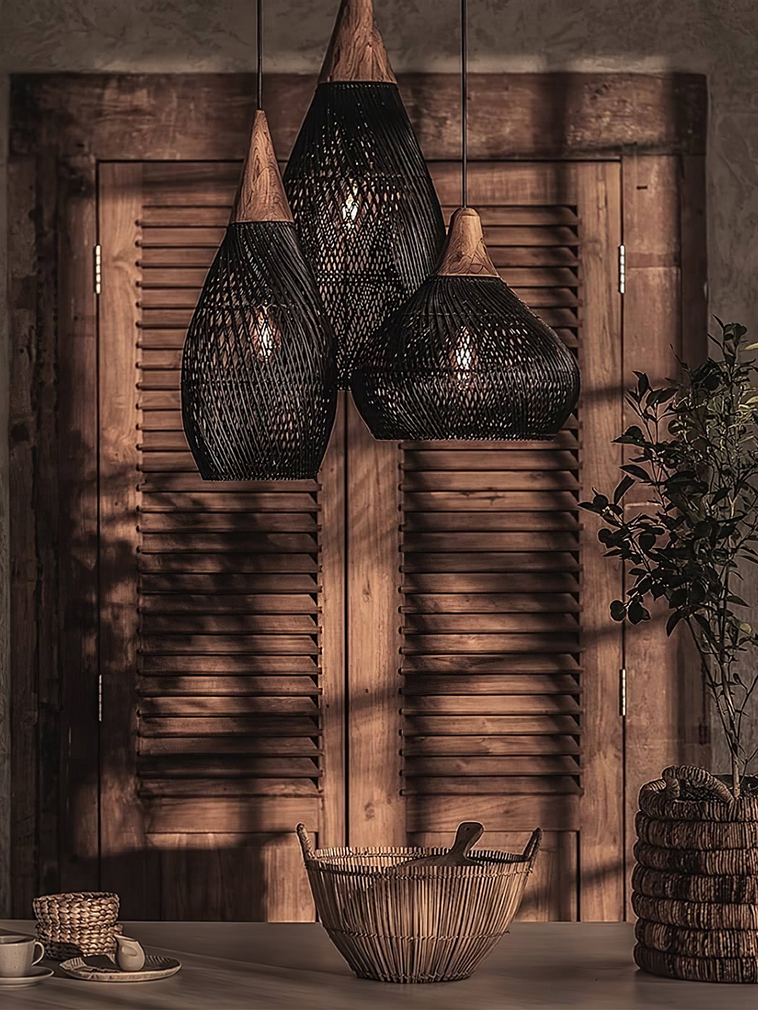 Handwoven Rattan Pendant Light - Boho Ceiling Lamp for Living Room, Bedroom, or Patio Decor - Natural Woven Chandelier for Indoor/Outdoor Use