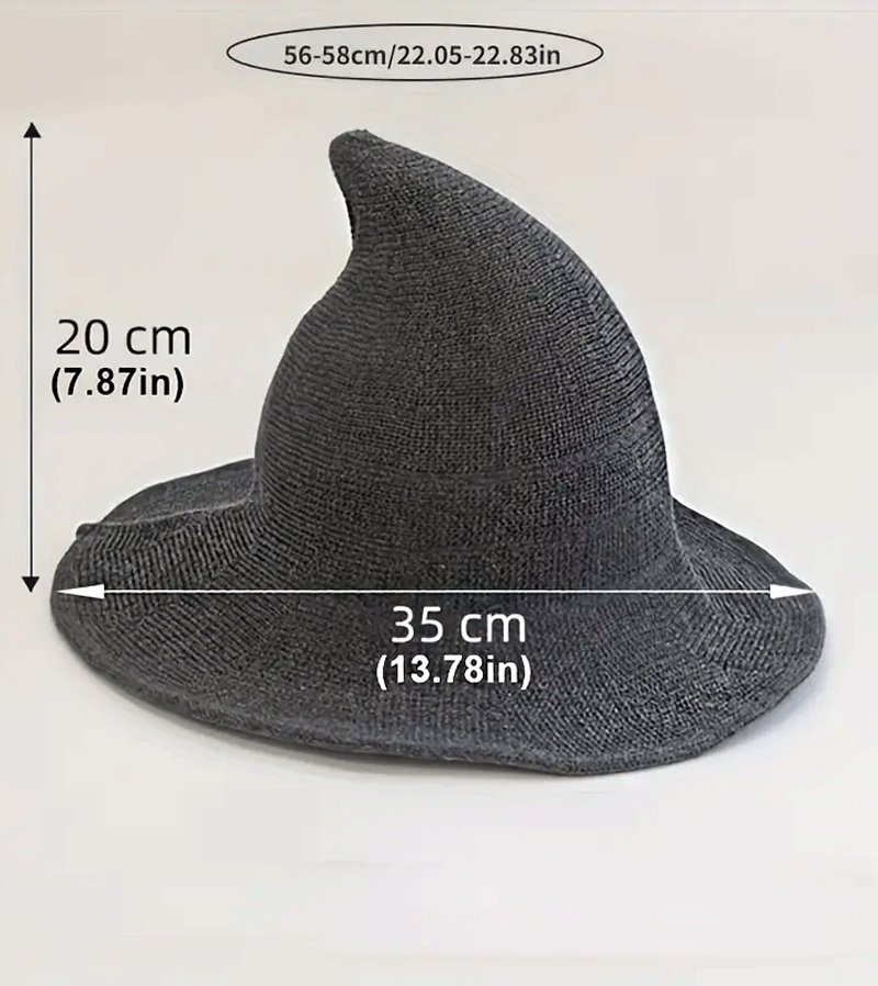 Stylish Black Knitted Witch Hat for Halloween Costume & Cosplay - Perfect for Witch Parties, Themed Events, and Spooky Photo Shoots