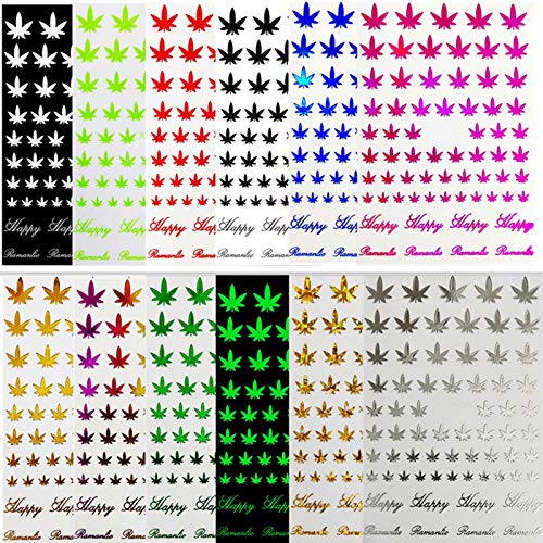 12 Color 3D Laser Maple Leaf Nail Decals - Self-Adhesive Nail Wraps & Gradient Polish Stickers for Manicure - Waterproof Nail Strips for Home Salon, Party & Special Occasions