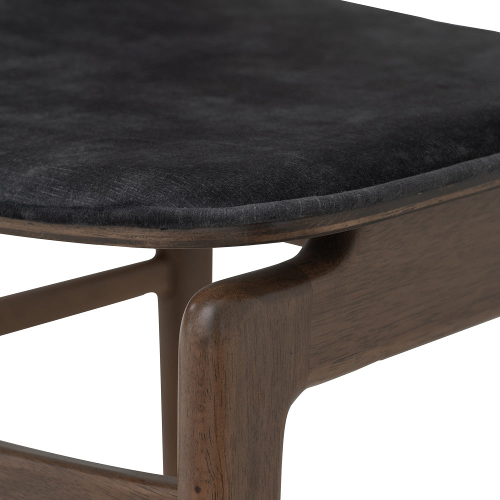 HEATH Modern Dining Chair - Walnut & Charcoal Fabric Upholstered - Perfect for Kitchen, Dining Room and Home Office Seating
