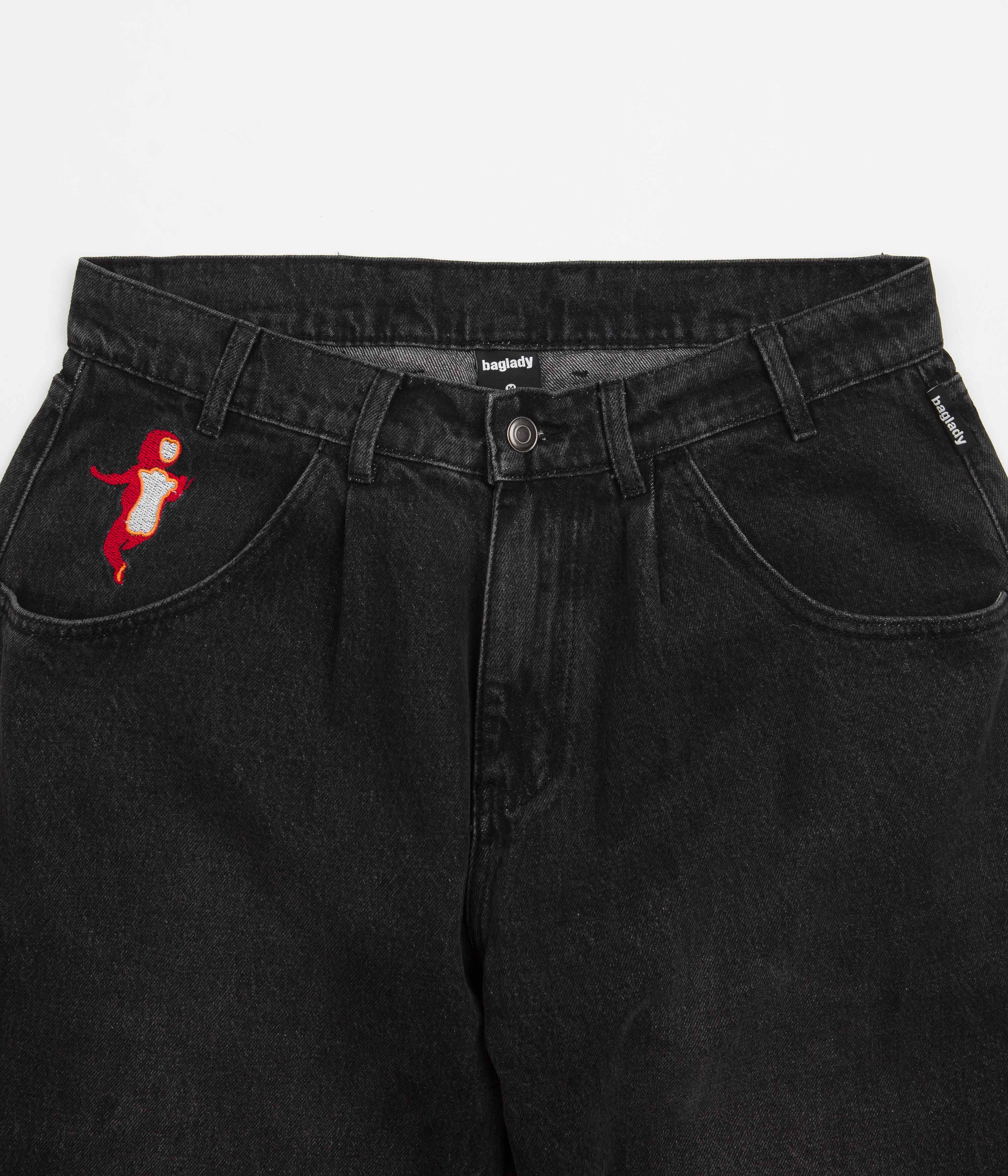 Baglady Baggy Lad Jeans - Faded Black Distressed Denim Pants for Men | Casual Streetwear & Vintage Style Outfits