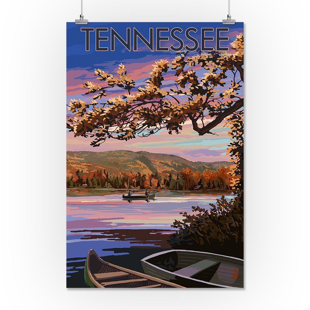 Lantern Press 16x24 Inch Giclee Print - Tennessee Lake at Dusk Wall Art | Premium Canvas Landscape Painting for Home & Office Decor | Perfect for Living Room, Bedroom or Office Wall Decor