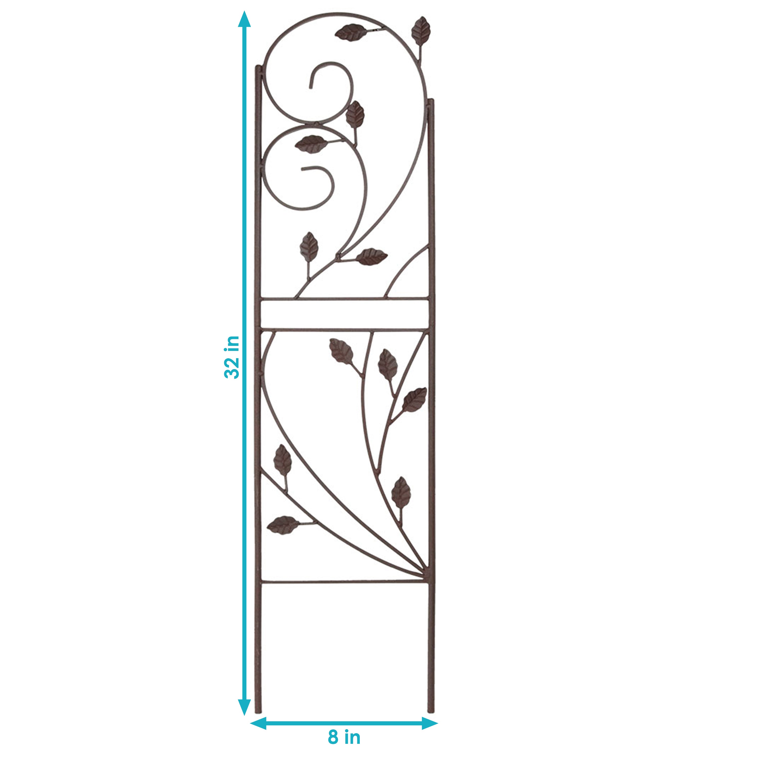 Rustic 32-Inch Sunnydaze Garden Trellis Set of 2 - Decorative Metal Plant Support for Climbing Flowers, Vines & Outdoor Decor - Perfect for Patio, Yard & Vertical Gardening