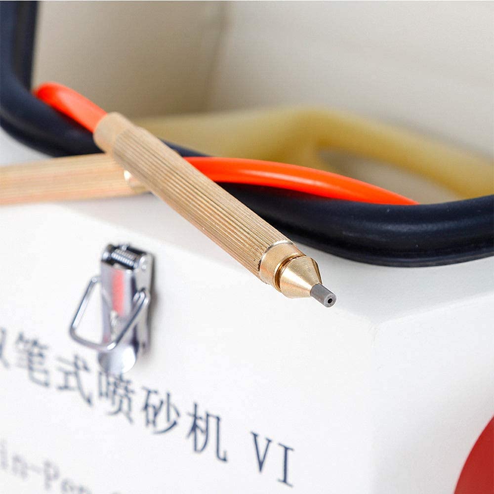 50W EustomA Twin Double Pen Fine Sandblaster with LED Lamp - Professional Lab Equipment for Metal Bottles | Perfect for Dental, Jewelry & Industrial Sandblasting Applications