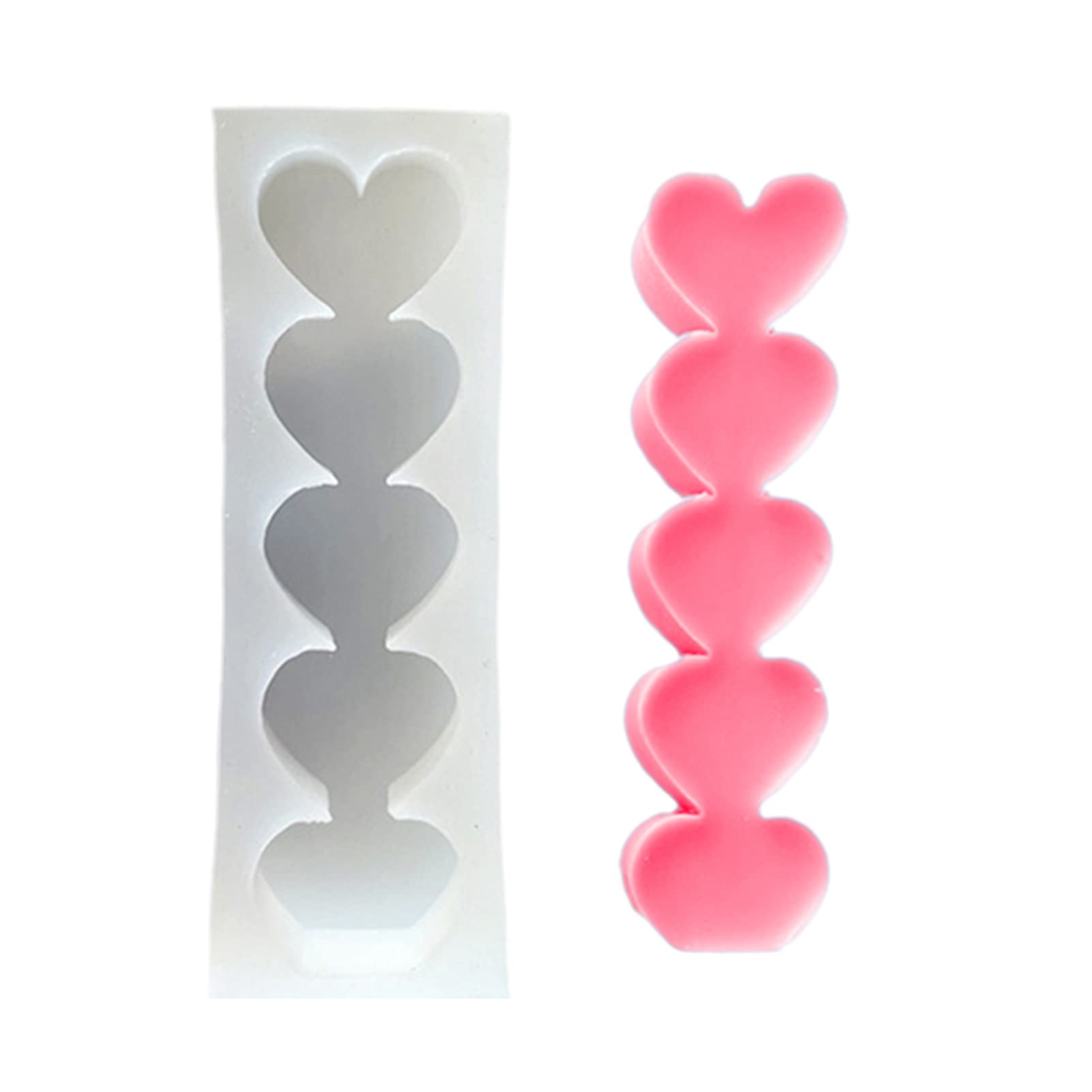 SOFSEQ 5-Piece Heart Silicone Mold Set for DIY Candles, Resin Casting, Soap Making, Chocolate & Cake Decorating - 3D Heart-Shaped Baking Molds for Valentine's Day, Wedding Desserts, Party Favors & Home Crafts (Small)