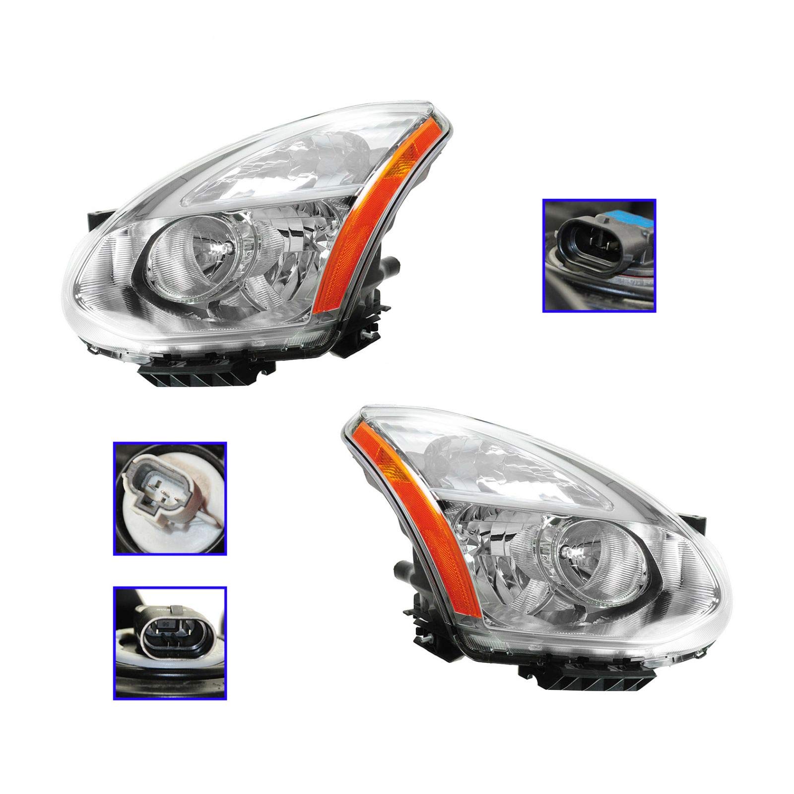 09-10 Nissan Rogue Headlights Replacement Pair Set - LH & RH Compatible with S Model | Perfect for Night Driving & Off-Road Adventures