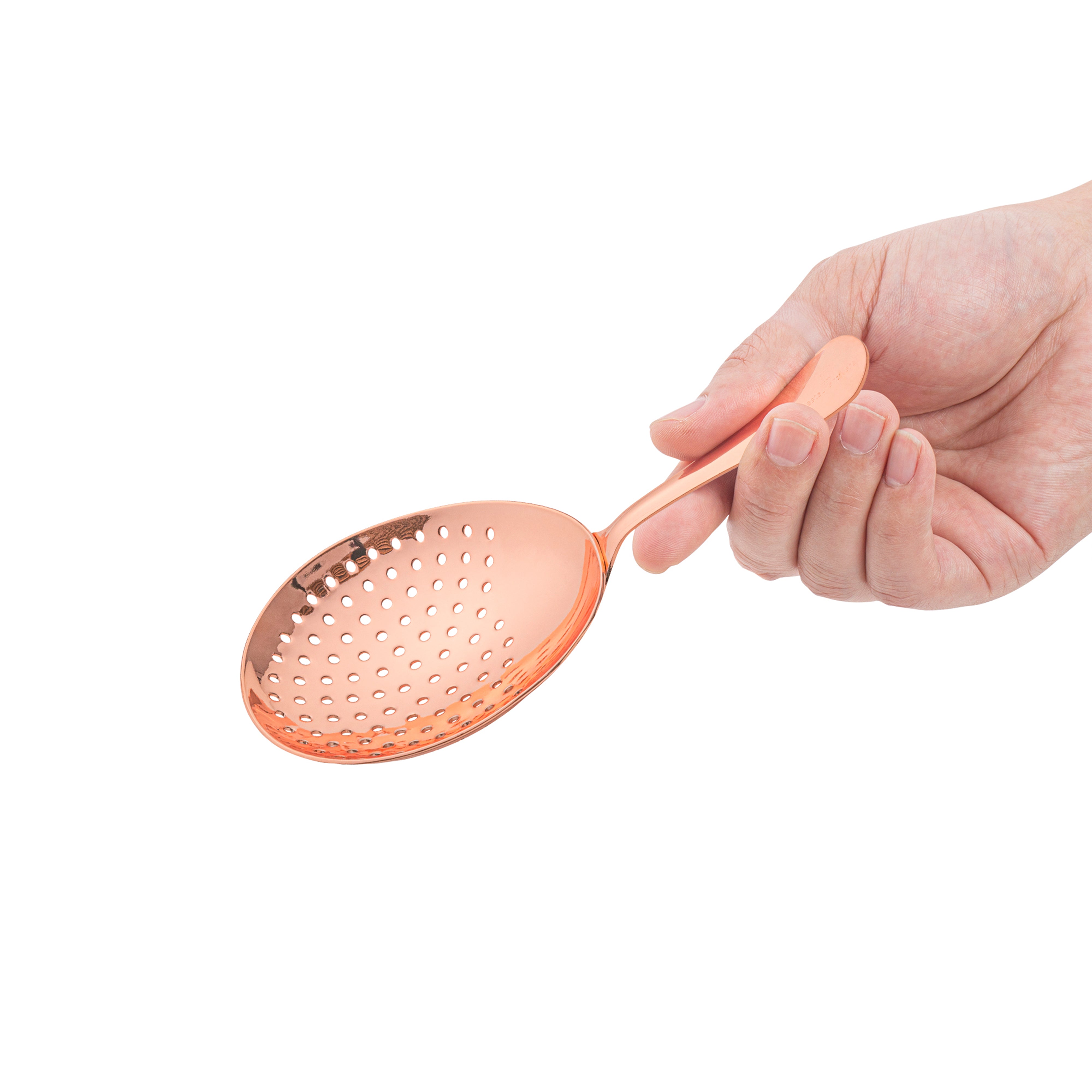 Premium Copper Plated Stainless Steel Julep Strainer - 6.5 Inch Cocktail Bar Tool for Mint Juleps & Classic Cocktails - Perfect for Home Bars & Professional Mixology