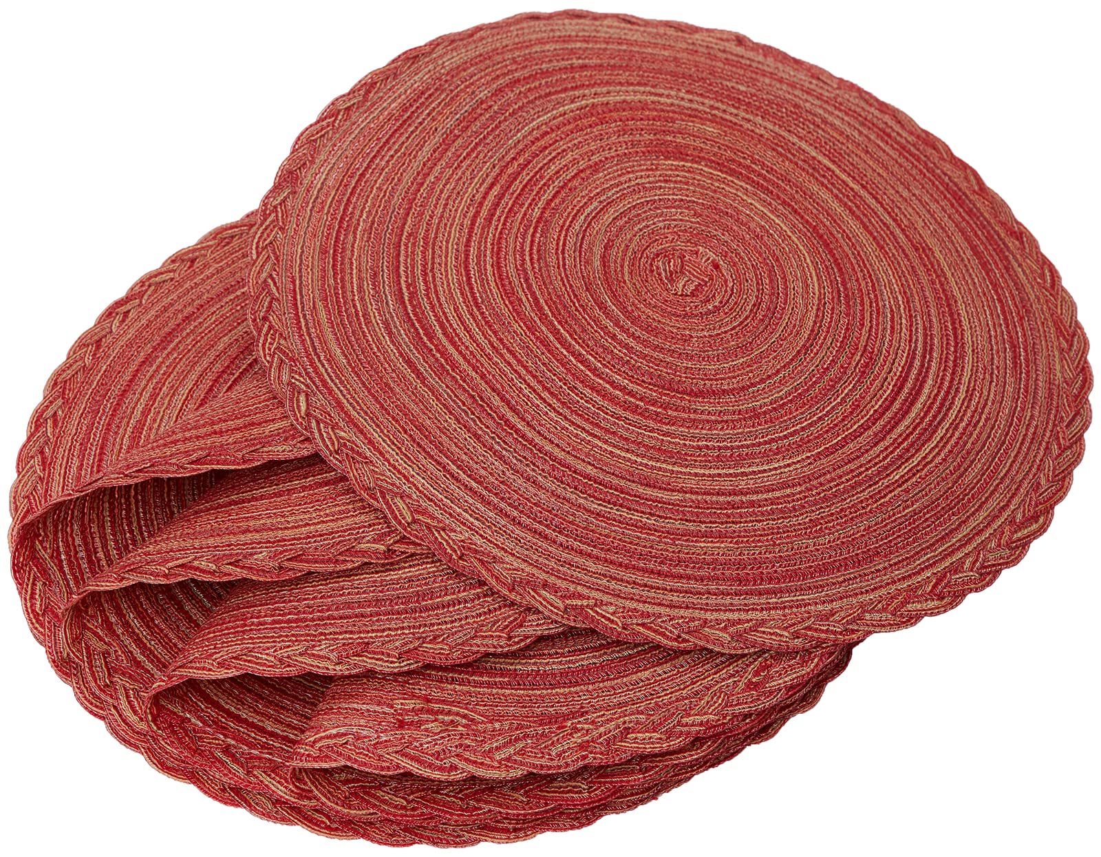 Smaafit 15-Inch Round Placemats Set of 6 - Non-Slip Red Table Mats for Kitchen & Dining - Perfect for Christmas Decor, Parties, and Everyday Use