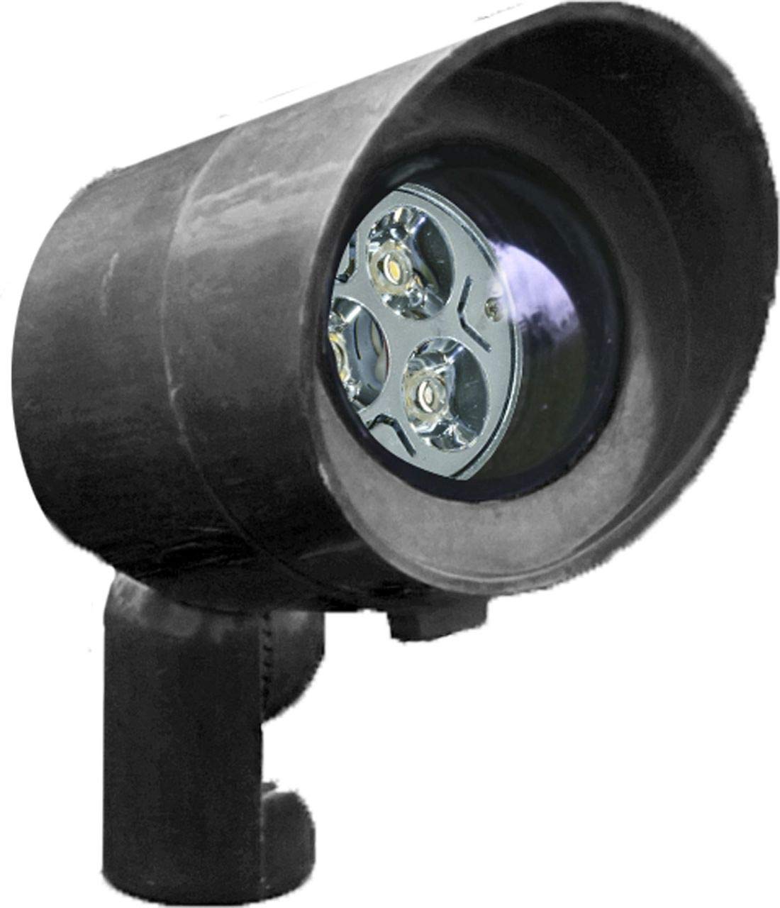 FG132-LED3-B Black Fiberglass Directional LED Spot Light with Adjustable Hood - Outdoor Landscape Lighting for Garden, Pathway & Architectural Accent