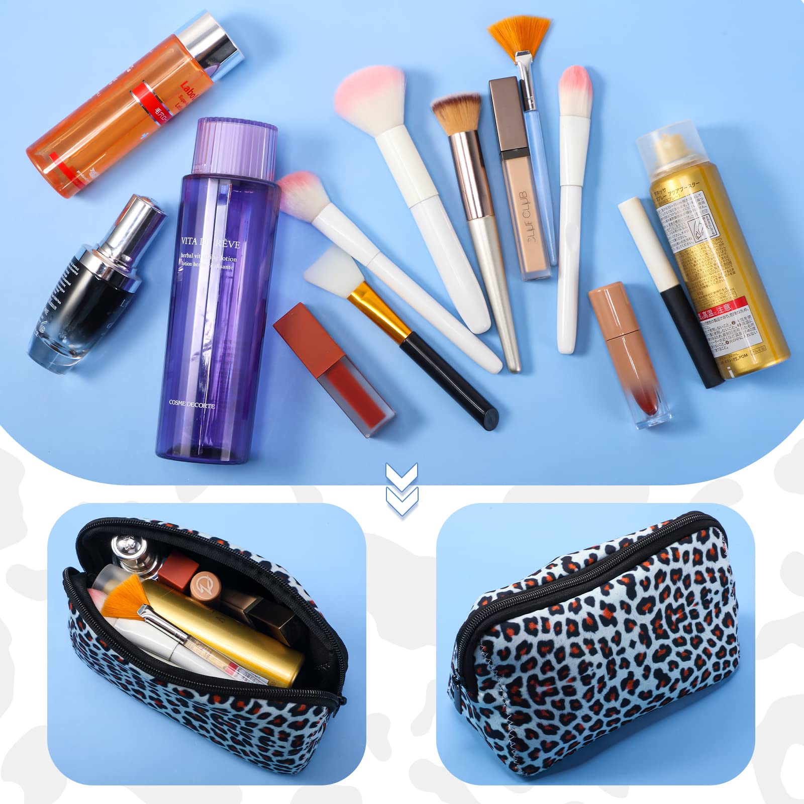 Sawysine 4-Piece Leopard Print Makeup Bag Set - Large Cheetah Cosmetic Organizer with Zipper, Travel Toiletry Pouch for Women & Girls | Perfect for Travel, Gym, and Daily Beauty Storage