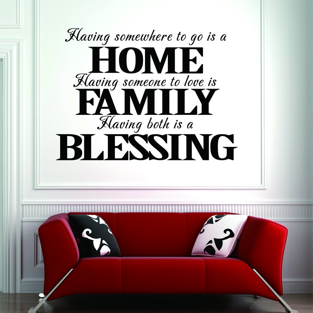 Blessing Home Wall Decal Vinyl Lettering - Inspirational Family Quote Sticker (White, Large) - Perfect for Living Room, Bedroom & Nursery Decor