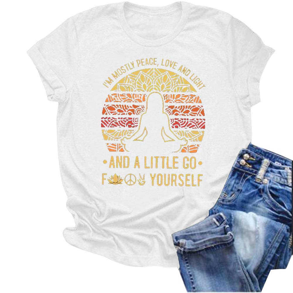 Qianxitang Women's Funny Graphic T-Shirt - Round Neck Short Sleeve Letter Print Blessing Top | Casual Wear, Gift Idea, Everyday Outfit