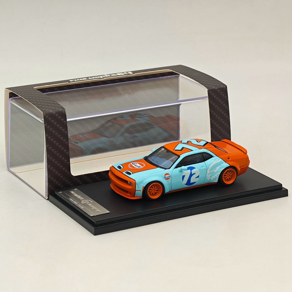 1:64 Scale Dodge SRT Hellcat Muscle Car Diecast Model - Gulf Livery Collectible Toy for Display & Racing Enthusiasts | Perfect for Car Collections, Office Decor & Kids Playtime